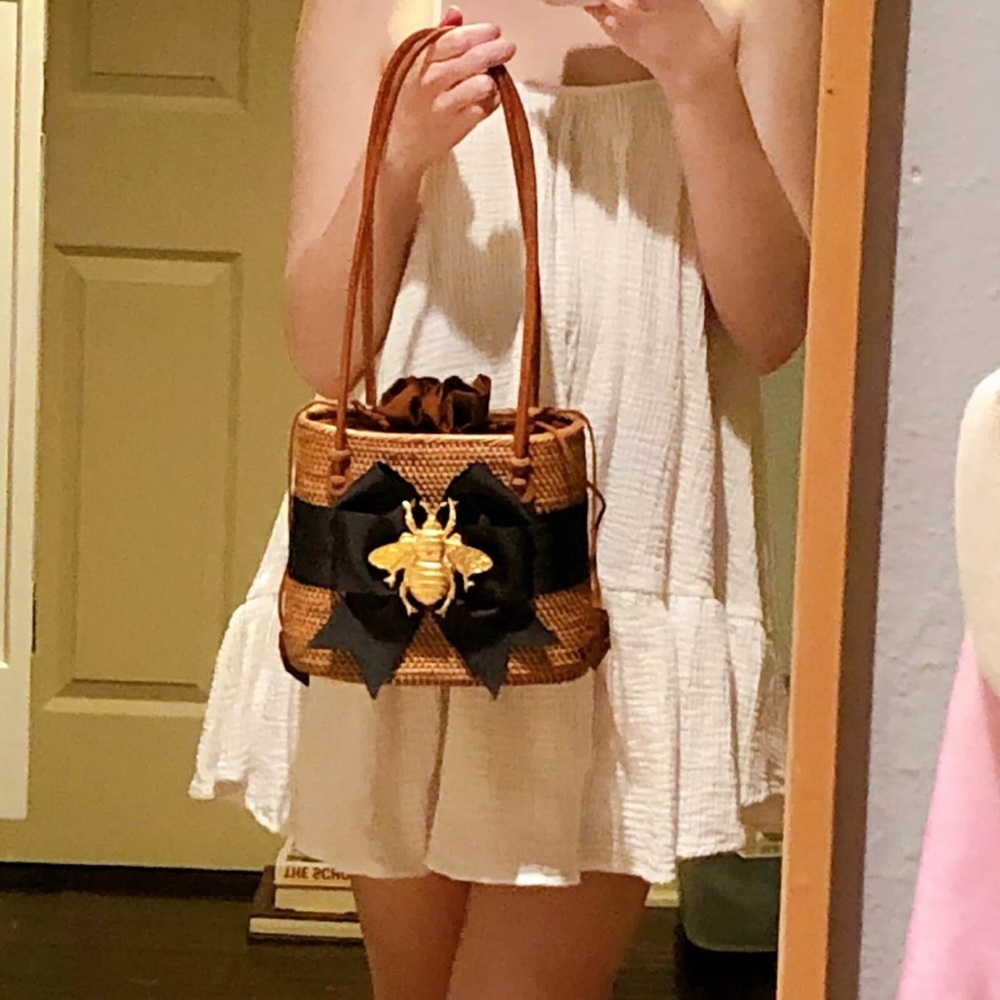 Lisi Lerch Bosom Buddy Bee Wicker Handbag